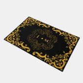 Zwart en goud met decoratieve elementen deurmat (Schuin)