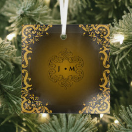 Zwart en goud met decoratieve elementen glas ornament