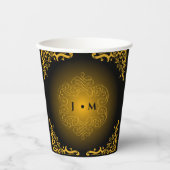 Zwart en goud met decoratieve elementen papieren bekers (Voorkant)