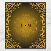 Zwart en goud met decoratieve elementen wijn etiket (Enkel label)