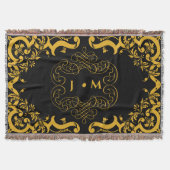 Zwart en goud met initialen deken (Voorkant)