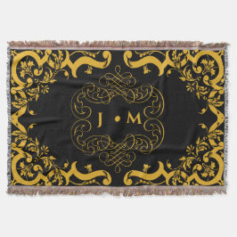 Zwart en goud met initialen deken