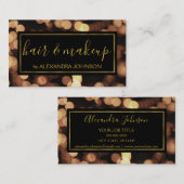 Zwart en goud met moderne bokeh lampen visitekaartje (Voorkant / Achterkant)