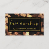 Zwart en goud met moderne bokeh lampen visitekaartje (Voorkant)