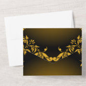 Zwart en goud met monogram all in one uitnodiging (Achterkant)