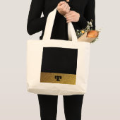 Zwart en goud met monogram grote tote bag (Voorkant (product))