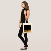 Zwart en goud met monogram tote bag (Voorkant (model))