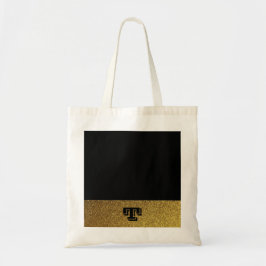 Zwart en goud met monogram tote bag