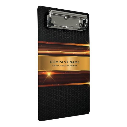 Zwart en goud metallic elegant geometrisch ontwerp mini klembord (Schuin)