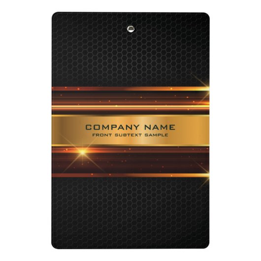 Zwart en goud metallic elegant geometrisch ontwerp mini klembord (Achterkant)