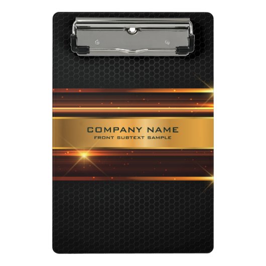 Zwart en goud metallic elegant geometrisch ontwerp mini klembord (Voorkant)