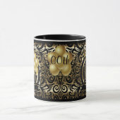 Zwart en goud Metallic Happy 00th Birthday Star Mok (Midden)