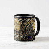 Zwart en goud Metallic Happy 00th Birthday Star Mok (Voorkant rechts)