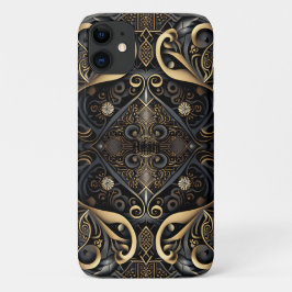 Zwart en Goud Middeleeuws gegraveerd Case-Mate iPhone Case