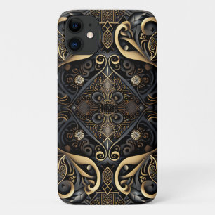 Zwart en Goud Middeleeuws gegraveerd Case-Mate iPhone Case