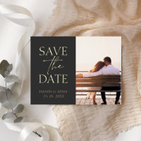 Zwart en goud minimaal foto save the date