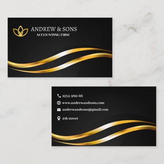 Zwart en Goud Minimalistisch Elegant Visitekaartje (Voorkant / Achterkant)