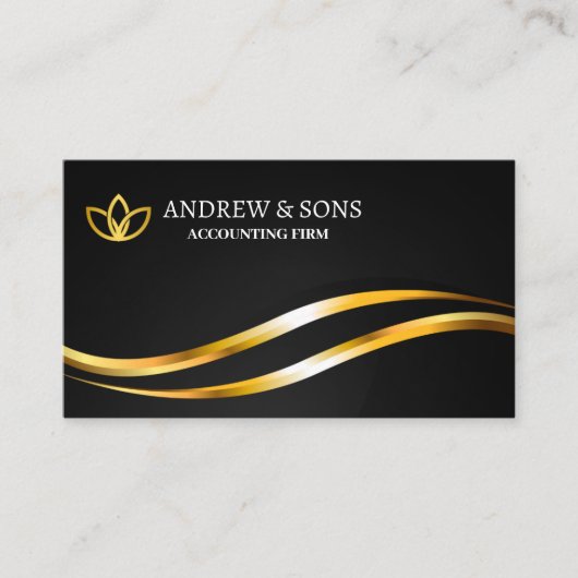 Zwart en Goud Minimalistisch Elegant Visitekaartje (Voorkant)