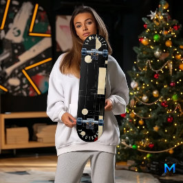 Zwart en goud minimalistisch geometrisch skateboar persoonlijk skateboard