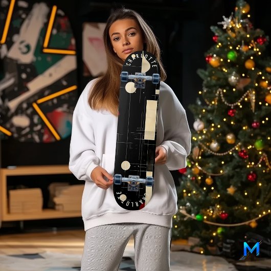 Zwart en goud minimalistisch geometrisch skateboar persoonlijk skateboard