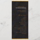 Zwart en goud minimalistisch huwelijksceremonie pr programmakaart (Voorkant)