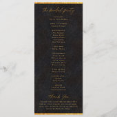 Zwart en goud minimalistisch huwelijksceremonie pr programmakaart (Achterkant)