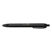 Zwart en Goud Minimalistisch Modern Monogram Zwarte Inkt Pen (Bodem)