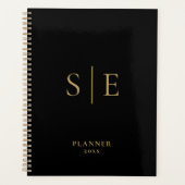 Zwart En Goud Minimalistisch Monogram 2023 Planner (Voorkant)