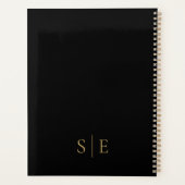 Zwart En Goud Minimalistisch Monogram 2023 Planner (Achterkant)