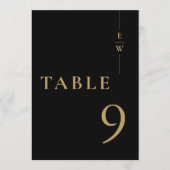 Zwart en goud minimalistisch monogram tafelnummer (Voorkant)