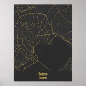 Zwart en Goud Minimalistisch Tokyo City Poster (Voorkant)