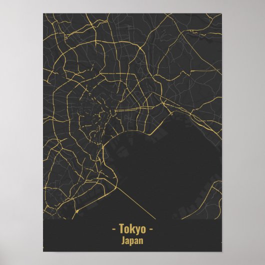 Zwart en Goud Minimalistisch Tokyo City Poster (Voorkant)
