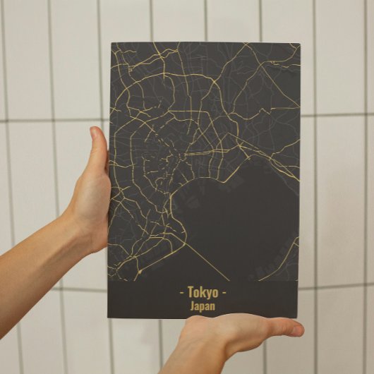 Zwart en Goud Minimalistisch Tokyo City Poster