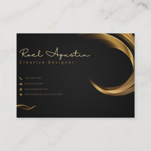 Zwart en goud Minimalistische Creative Designer Ka Visitekaartje (Voorkant)