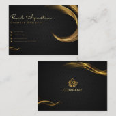 Zwart en goud Minimalistische Creative Designer Ka Visitekaartje (Voorkant / Achterkant)
