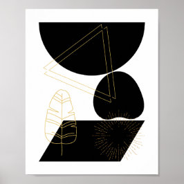 Zwart en goud minimalistische geometrische kunst poster