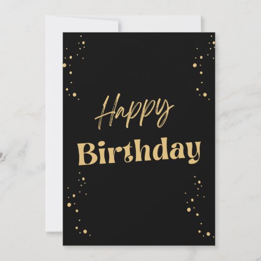 Zwart en goud minimalistische Happy Birthday Kaart (Voorkant)