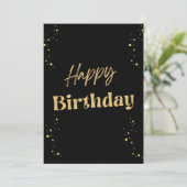 Zwart en goud minimalistische Happy Birthday Kaart (Staand voorkant)