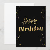 Zwart en goud minimalistische Happy Birthday Kaart (Voorkant / Achterkant)