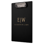 Zwart en goud minimalistische moderne monogram klembord (Links)