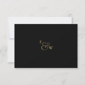 Zwart en goud minimalistische monogram bruiloft RSVP kaartje (Achterkant)