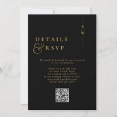 Zwart en Goud Minimalistische Monogram Wedding QR Kaart (Achterkant)
