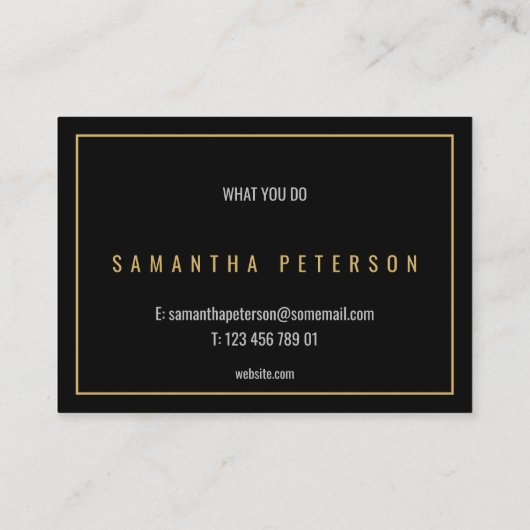 Zwart en goud minimalistische professional visitekaartje (Achterkant)