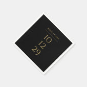 Zwart En Goud Minimalistische Speciale Datum Trouw Servet (Hoek)