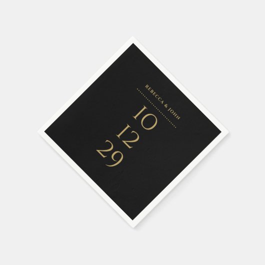 Zwart En Goud Minimalistische Speciale Datum Trouw Servet (Hoek)