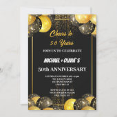 Zwart en Goud Modern 50e Jubileum Invitation Kaart (Voorkant)
