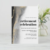 Zwart en Goud Modern Abstract Pensioenfeest Kaart (Staand voorkant)