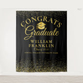 Zwart en goud modern afstudeerfoto achtergrond wandkleed (Voorkant)