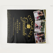 Zwart en Goud Modern Afstuderen 3 foto achtergrond Wandkleed (Voorkant (horizontaal))