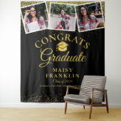 Zwart en Goud Modern Afstuderen 3 foto achtergrond Wandkleed (In situ)